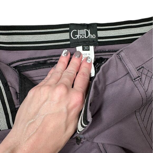 GhoDho Womens Purple & Black Leather Knee Patch Equestrian Riding Breeches EU 30 - Picture 8 of 12